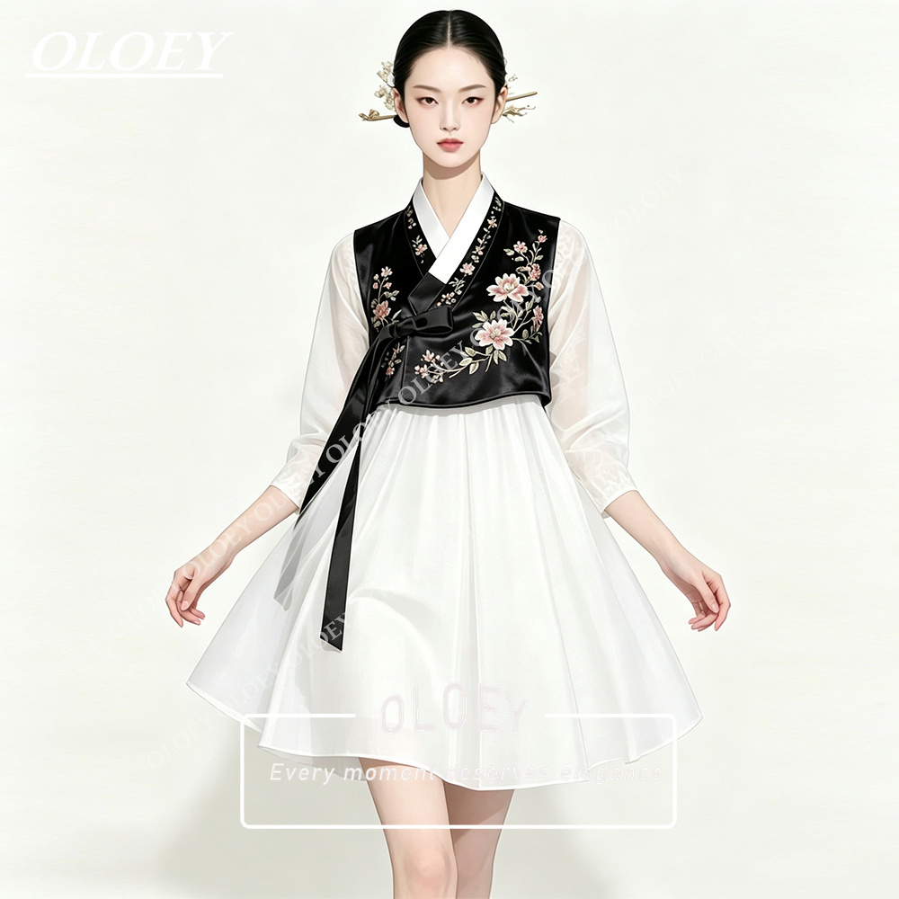OLOEY Stylish Black Satin Ivor - Hanbok Modern Set ulasan dan harga