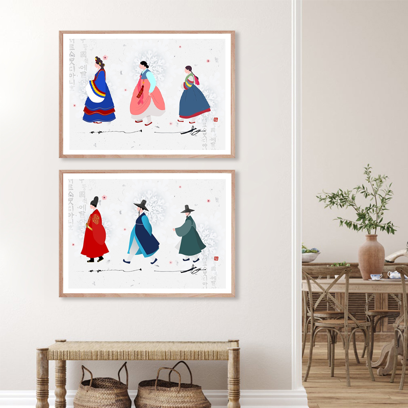 Korean Art Print Asian Traditi - Hanbok Modern Set ulasan dan harga