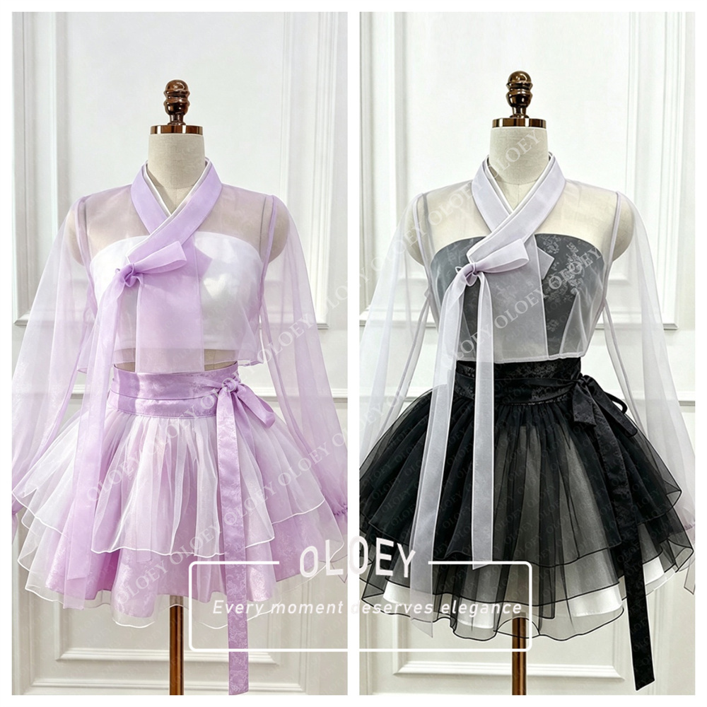 OLOEY Modern Black Red Short C - Hanbok Modern Set ulasan dan harga