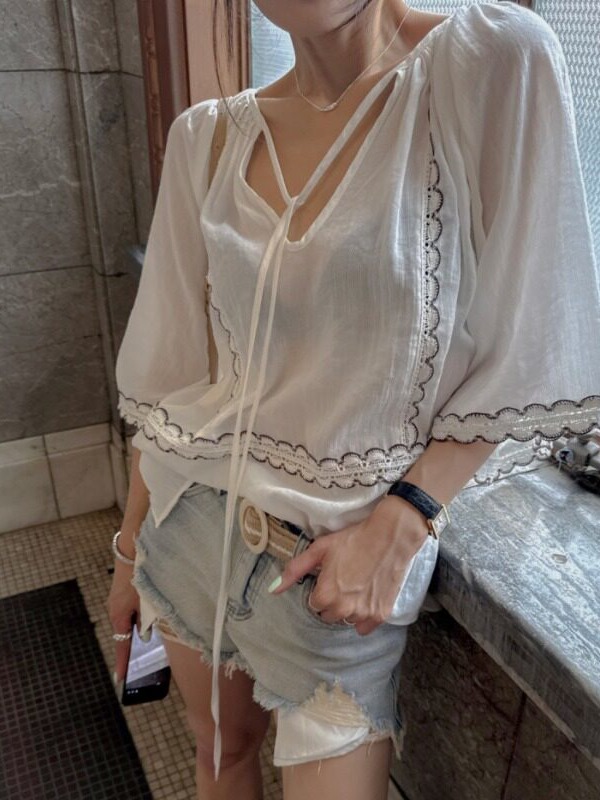 Korean Style Patchwork Lace-Up - Ethnic Fusion Fashion ulasan dan harga