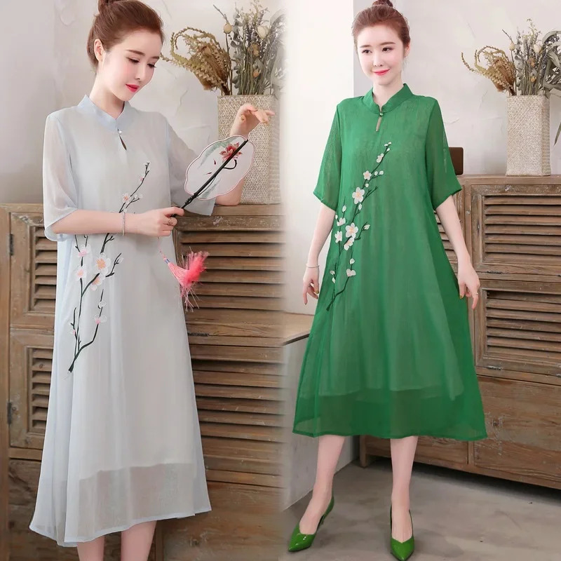 White Chinese Qipao Cheongsam  - Ao Dai Vietnam Dress ulasan dan harga