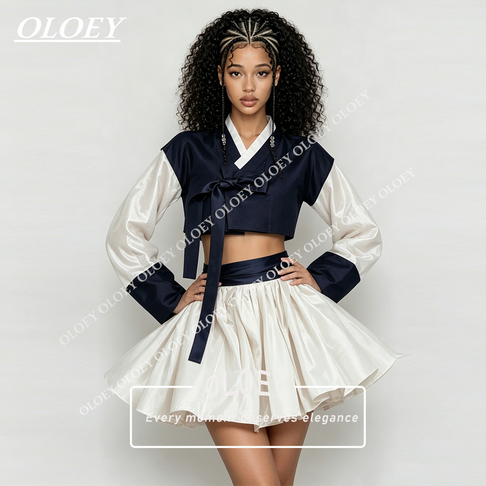 OLOEY Modern Navy Blue Ivory S - Hanbok Modern Set ulasan dan harga