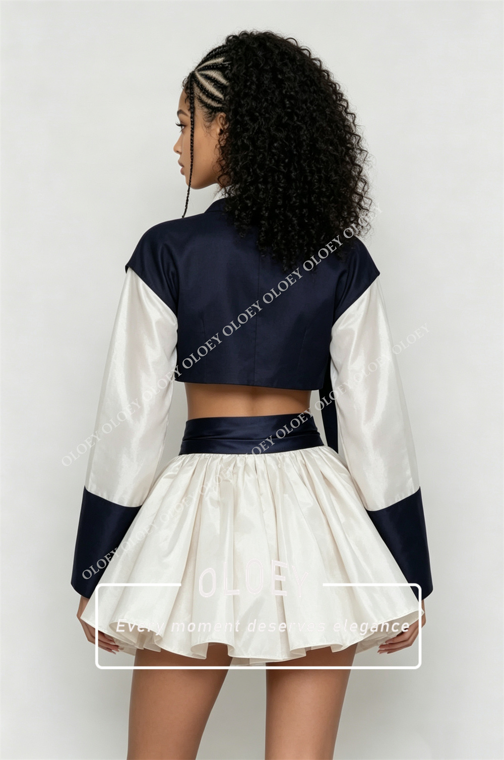 OLOEY Modern Navy Blue Ivory S - Hanbok Modern Set ulasan dan harga